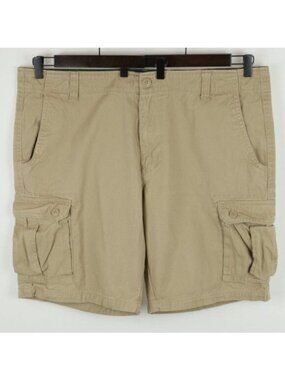 Trinity Men's Size 42 Tan Cotton Flat Front Casual Cargo Shorts